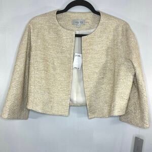 NWT rickie freeman TERI JON Women Jacket Blazer Golden Sz 10 Open front Classic
